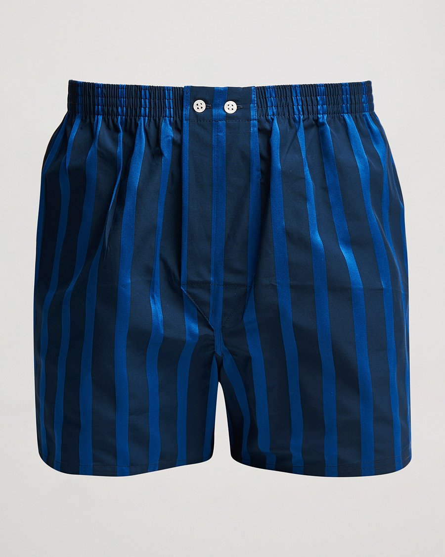 Hombres | Ropa interior y calcetines | Derek Rose | Classic Fit Striped Boxer Shorts Navy