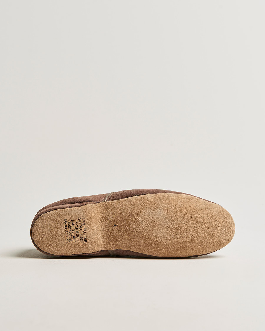 Hombres | Derek Rose Crawford Sheepskin Suede Slippers Beige | Derek Rose | Crawford Sheepskin Suede Slippers Beige