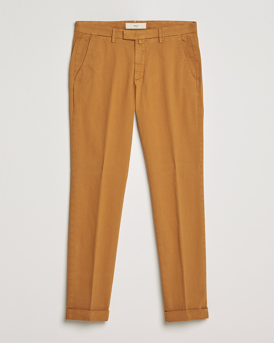 Hombres | Pantalones | Briglia 1949 | Slim Fit Cotton Stretch Chino Golden Brown