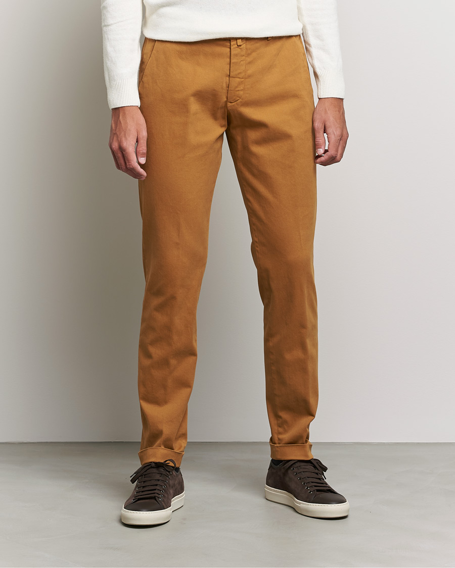 Hombres | Pantalones | Briglia 1949 | Slim Fit Cotton Stretch Chino Golden Brown