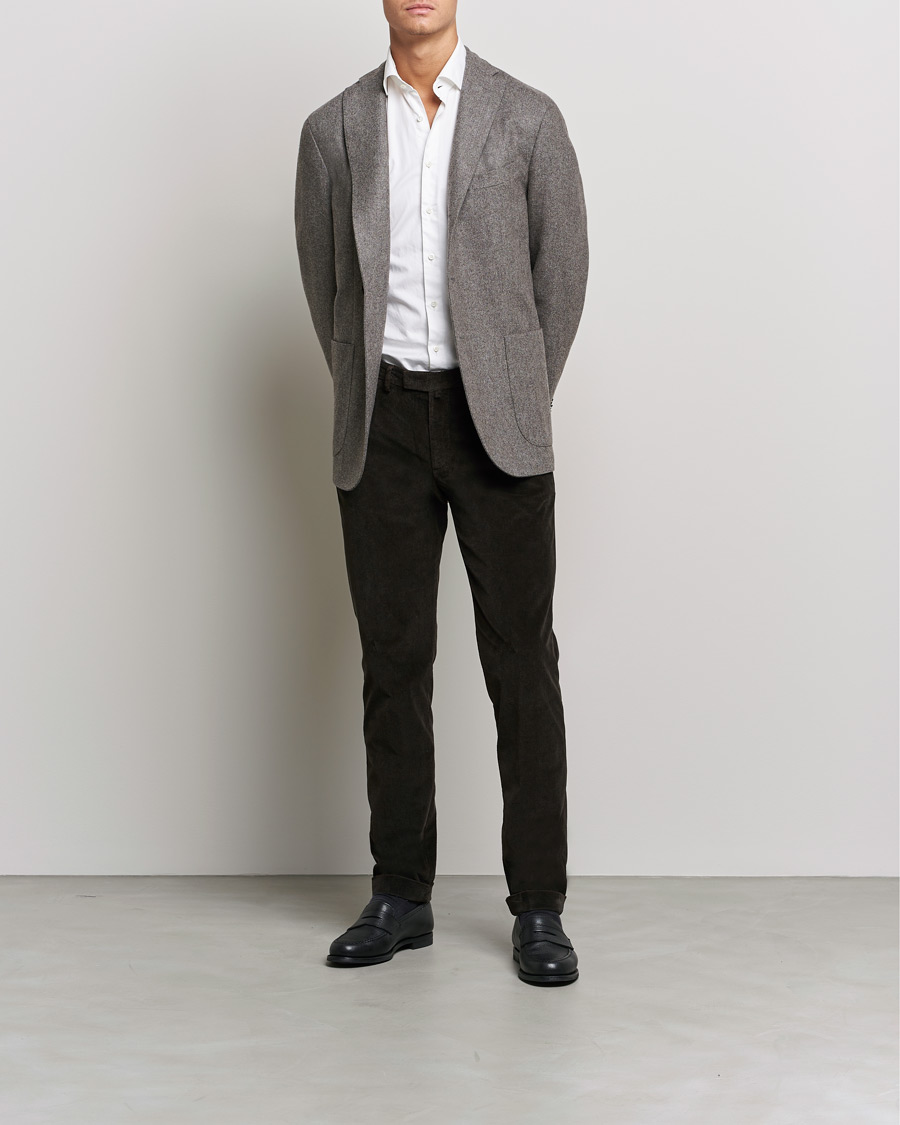 Hombres | Pantalones | Briglia 1949 | Slim Fit Corduroy Trousers Dark Brown