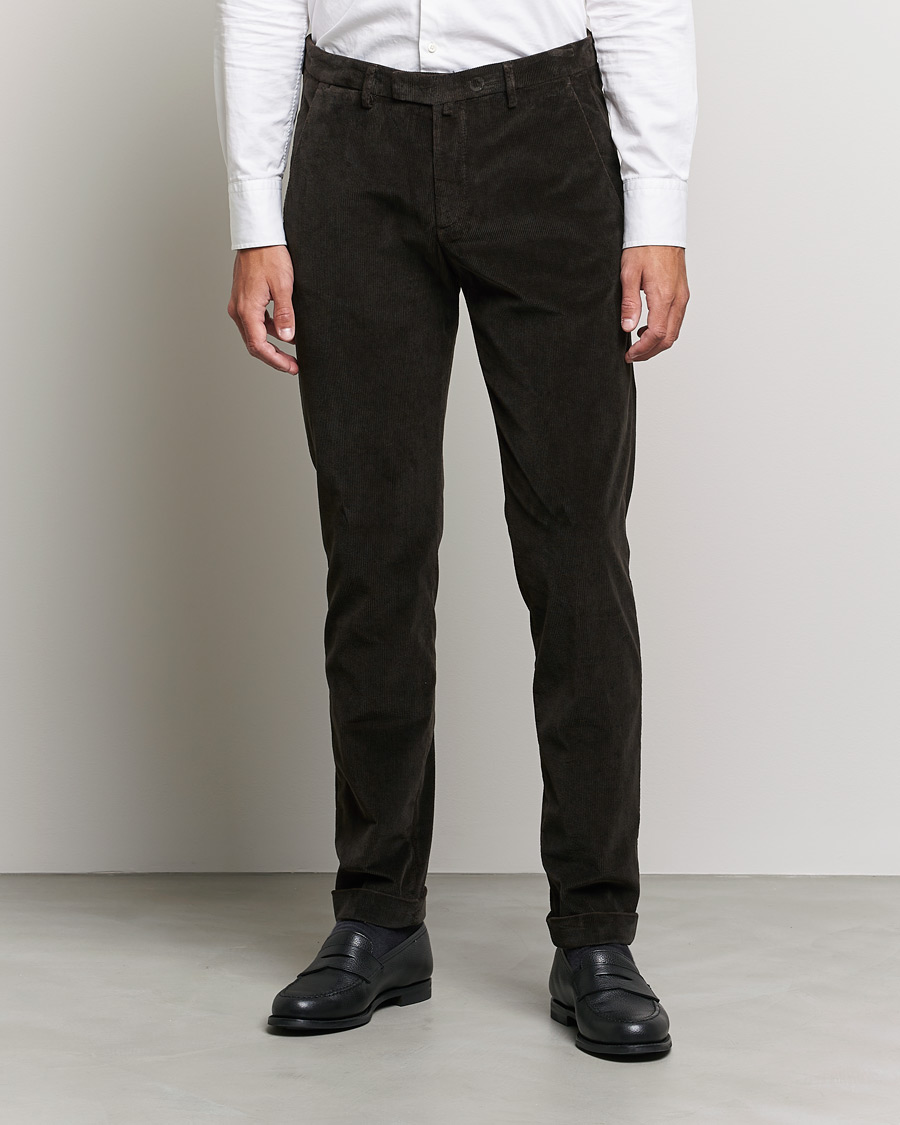 Hombres | Pantalones | Briglia 1949 | Slim Fit Corduroy Trousers Dark Brown