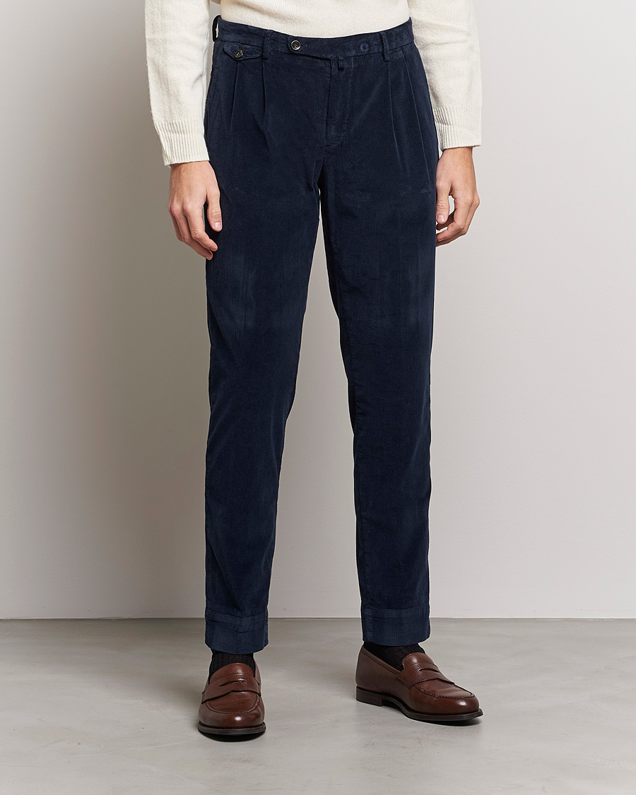Hombres | Pantalones | Briglia 1949 | Easy Fit Corduroy Trousers Navy
