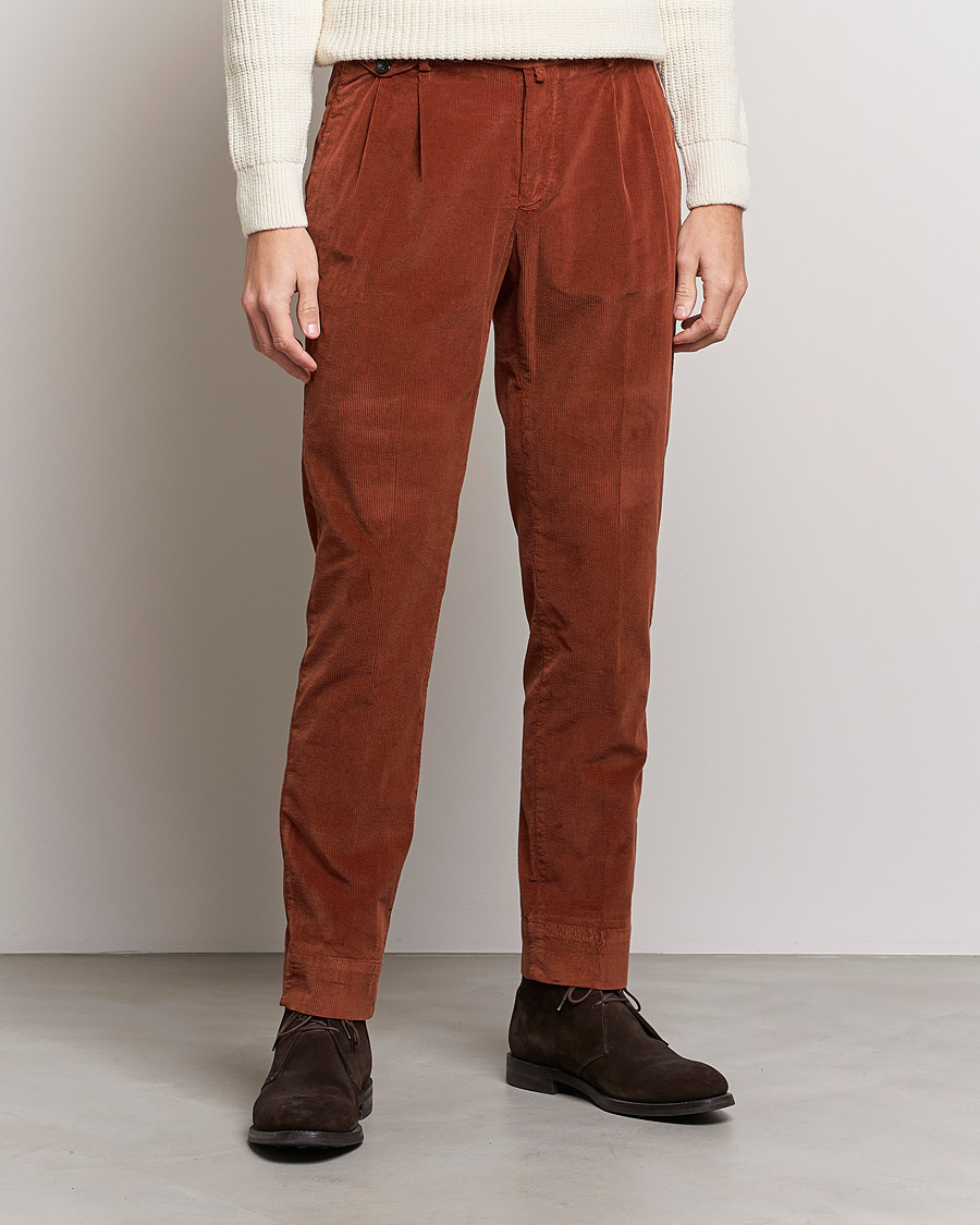 Hombres | Pantalones | Briglia 1949 | Easy Fit Corduroy Trousers Rust Red