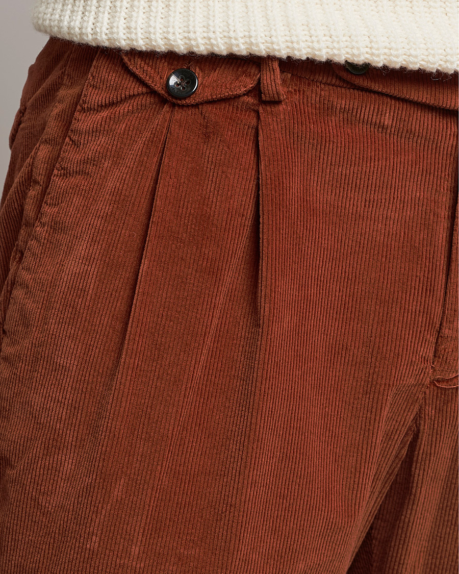 Hombres | Pantalones | Briglia 1949 | Easy Fit Corduroy Trousers Rust Red