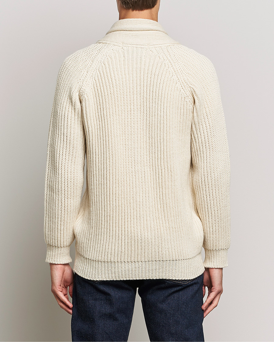 Hombres | Jerséis y prendas de punto | Peregrine | Wilkinson Ribbed Wool Cardigan Cream