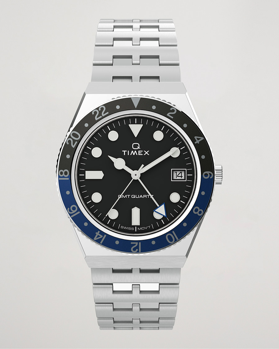 Hombres | Timex Q Diver GMT 38mm Black/Blue | Timex | Q Diver GMT 38mm Black/Blue