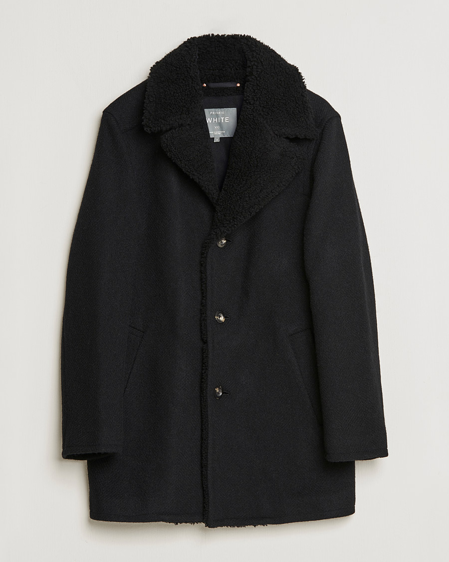Hombres | Abrigos y chaquetas | Private White V.C. | The Shearling Car Coat Navy