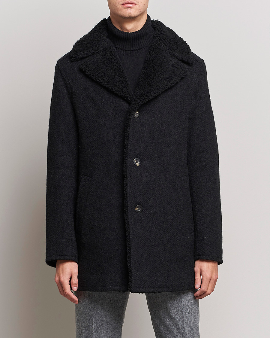 Hombres | Abrigos y chaquetas | Private White V.C. | The Shearling Car Coat Navy