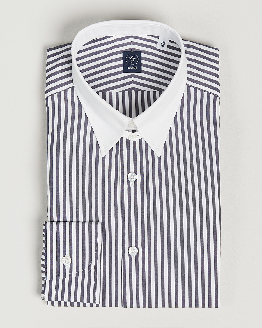 Hombres | Camisas | Beams F | Tab Collar Dress Shirt Grey/White