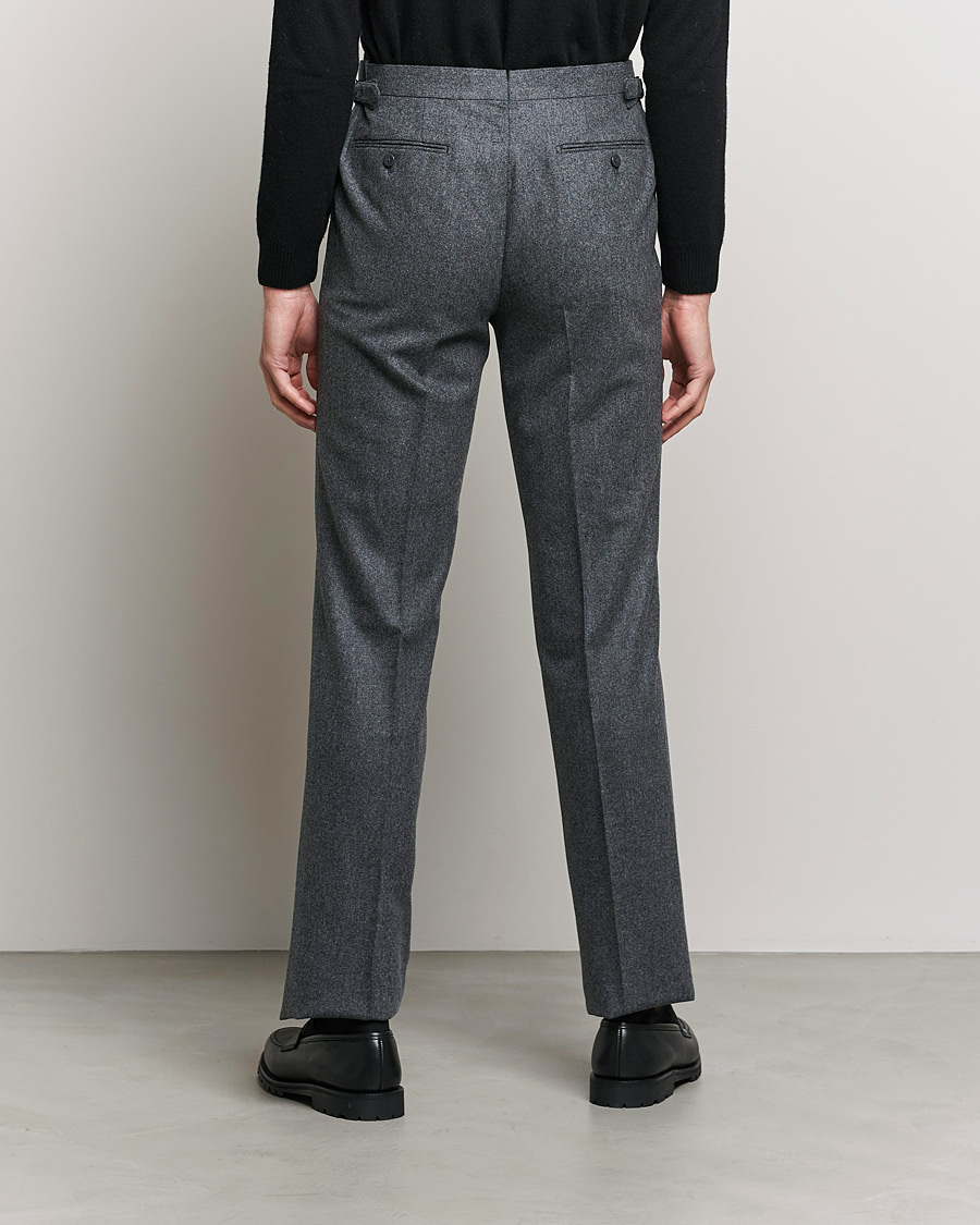 Hombres | Pantalones | Beams F | Pleated Flannel Trousers Dark Grey