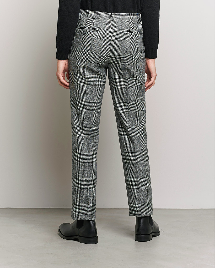 Hombres | Pantalones | Beams F | Pleated Flannel Trousers Grey Check