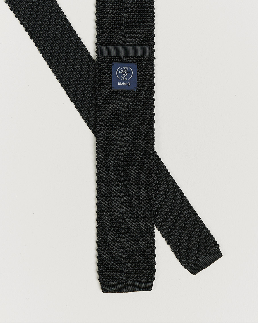 Hombres | Beams F Knitted Silk Tie Black | Beams F | Knitted Silk Tie Black