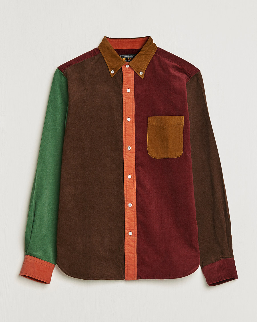 Hombres | Camisas | BEAMS PLUS | Corduroy Panel Button Down Shirt Golden Brown