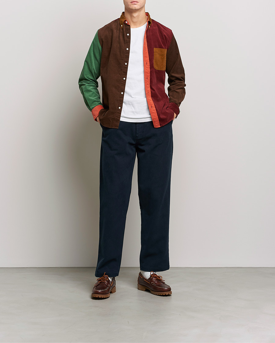 Hombres | Camisas | BEAMS PLUS | Corduroy Panel Button Down Shirt Golden Brown