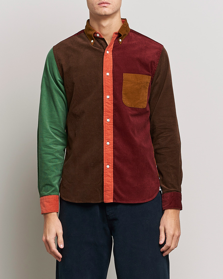 Hombres | Camisas | BEAMS PLUS | Corduroy Panel Button Down Shirt Golden Brown