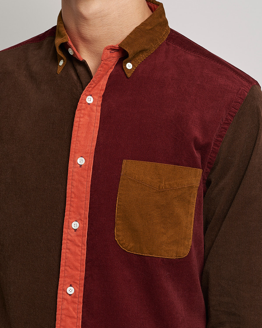 Hombres | Camisas | BEAMS PLUS | Corduroy Panel Button Down Shirt Golden Brown