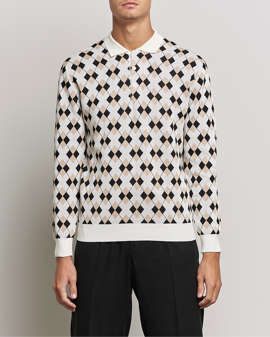 Hombres | Jerséis y prendas de punto | BEAMS PLUS | Argyle Knitted Polo Off White