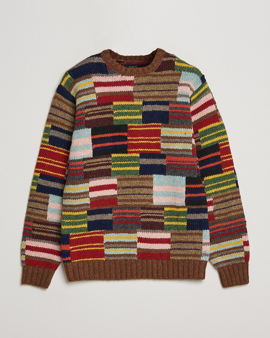 Hombres | Jerséis y prendas de punto | BEAMS PLUS | Hand Knit Patchwork Sweater Multi Stripe