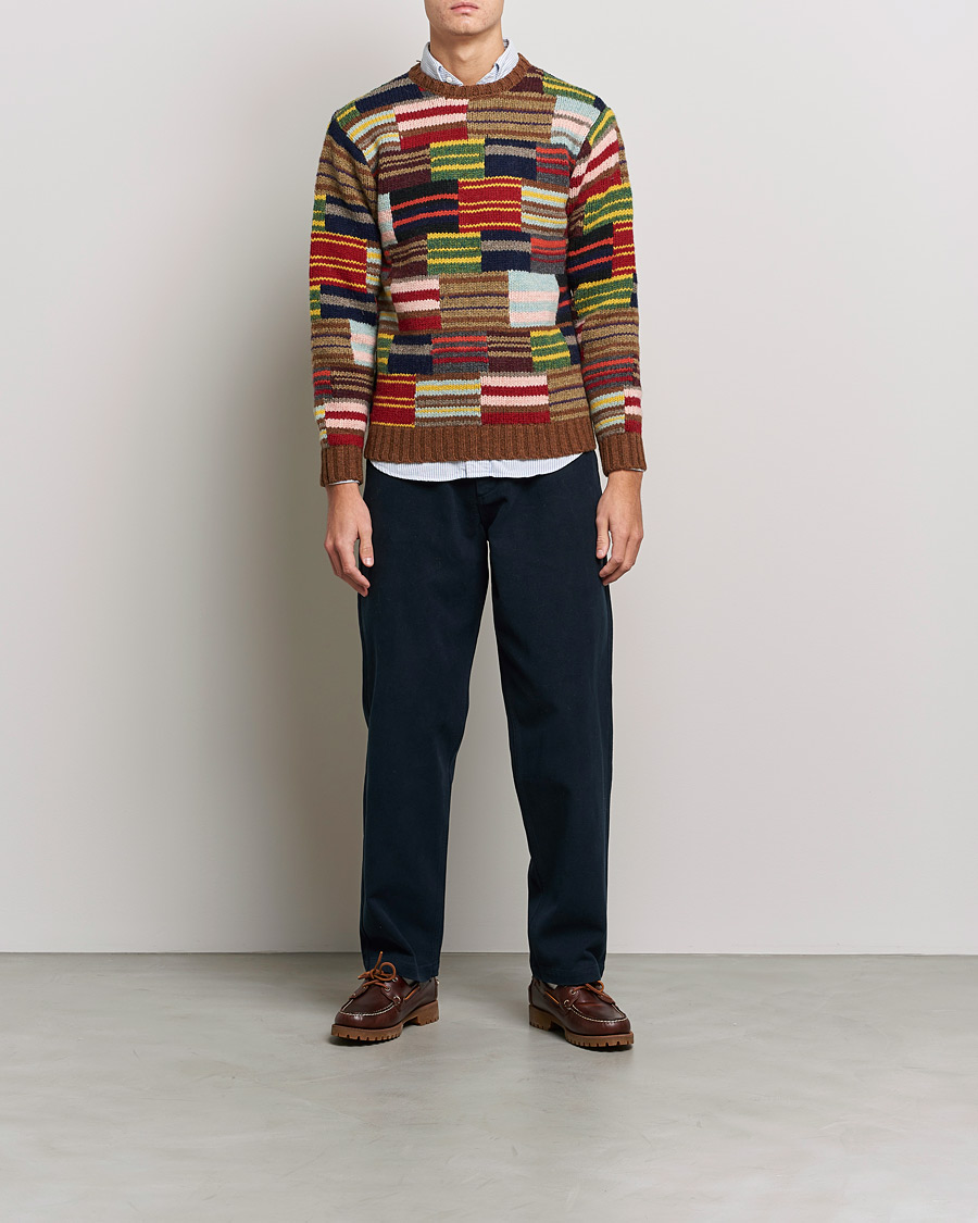 Hombres | Jerséis y prendas de punto | BEAMS PLUS | Hand Knit Patchwork Sweater Multi Stripe