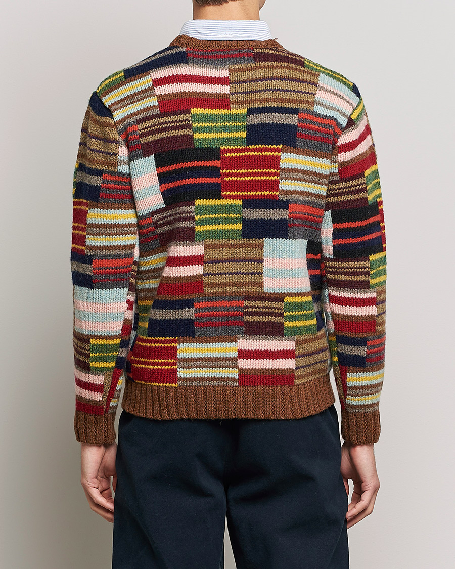 Hombres | Jerséis y prendas de punto | BEAMS PLUS | Hand Knit Patchwork Sweater Multi Stripe