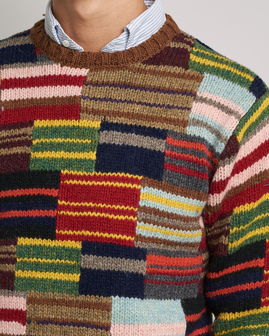 Hombres | Jerséis y prendas de punto | BEAMS PLUS | Hand Knit Patchwork Sweater Multi Stripe