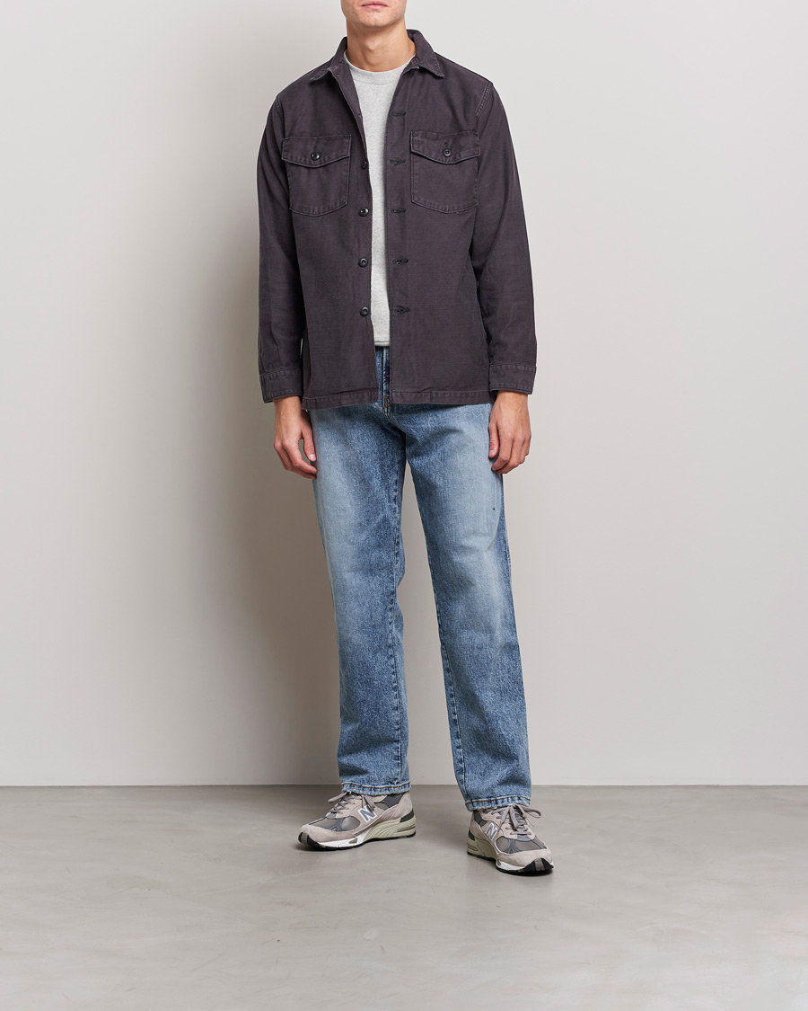 Hombres | Camisas | orSlow | Cotton Sateen US Army Overshirt Black