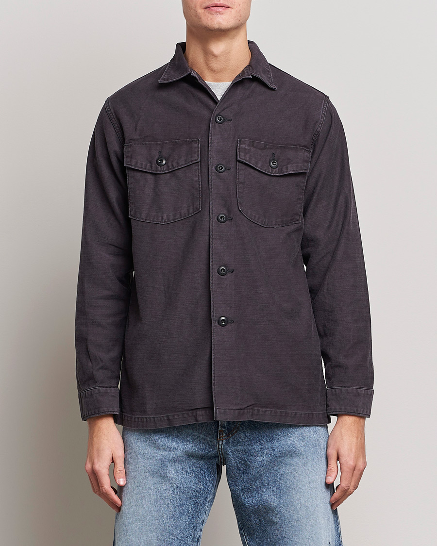 Hombres | Camisas | orSlow | Cotton Sateen US Army Overshirt Black