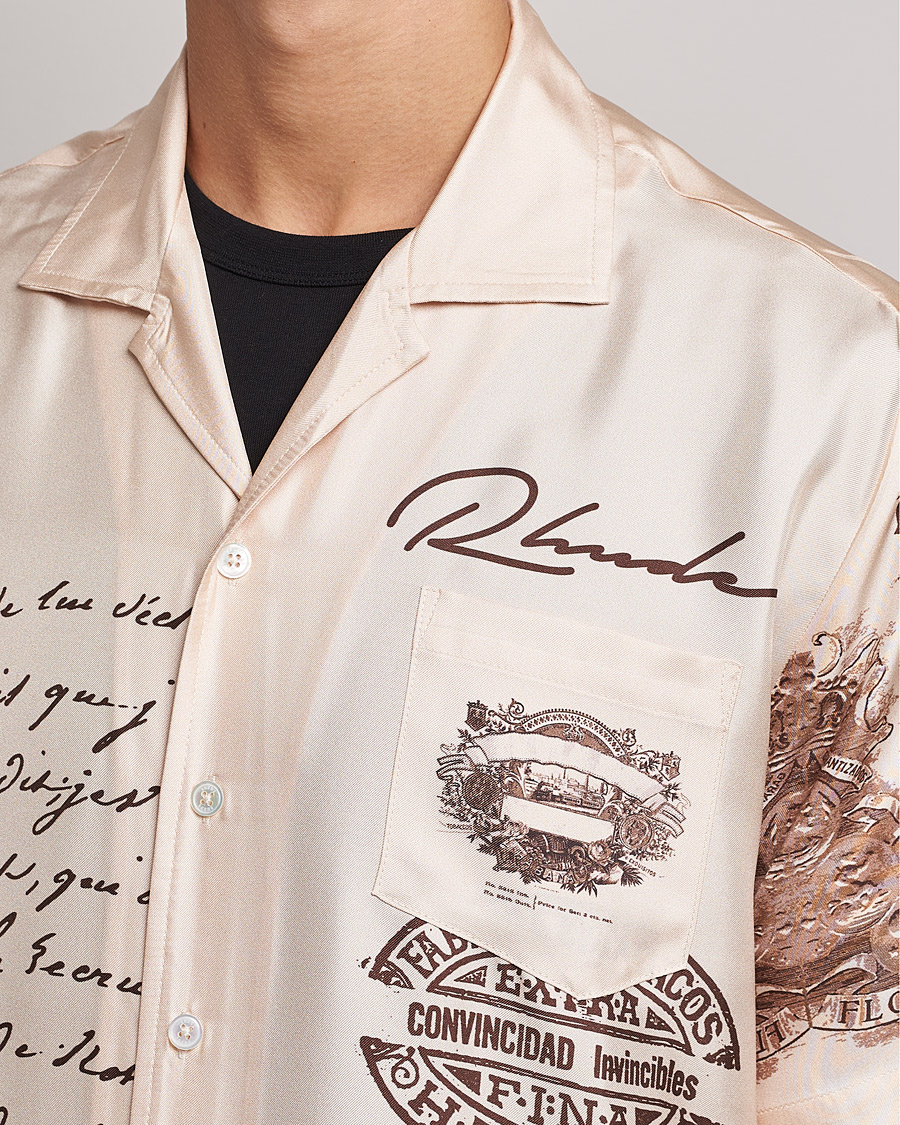 Hombres | Camisas | Rhude | Silk Cigar Short Sleeve Shirt Brown/Cream