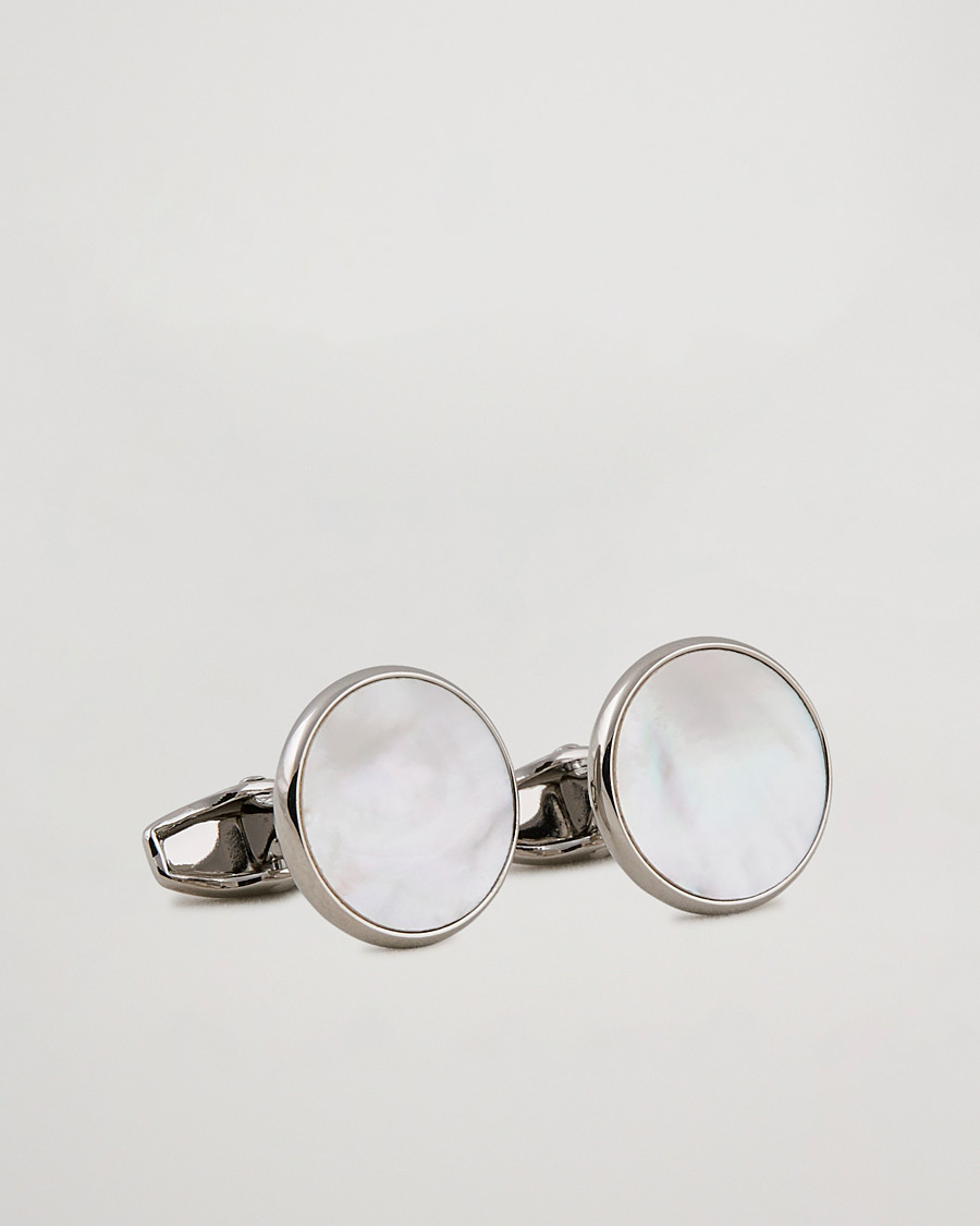 Hombres | Gemelos | Amanda Christensen | Cufflink & Shirt Studs Set White/Silver