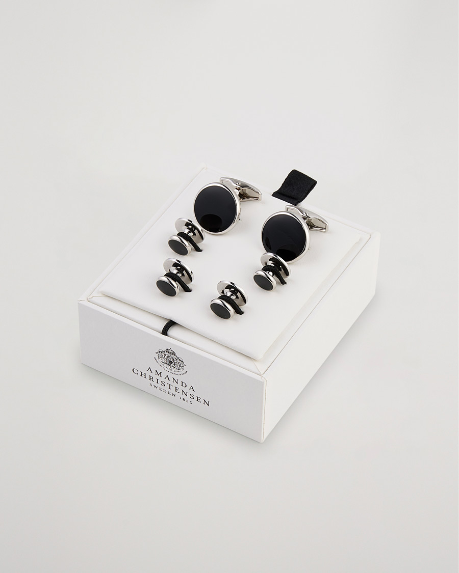 Hombres | Gemelos | Amanda Christensen | Cufflink & Shirt Studs Set Black/Silver
