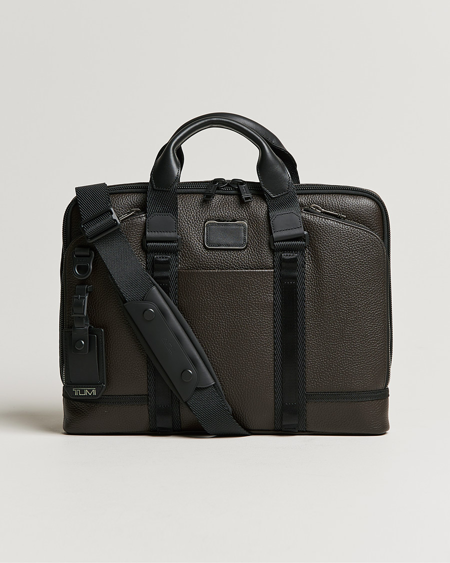 Hombres | TUMI Alpha Bravo Acadamy Leather Brief Dark Brown | TUMI | Alpha Bravo Acadamy Leather Brief Dark Brown
