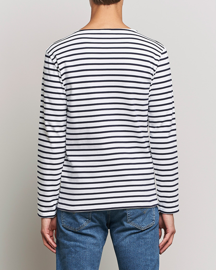 Hombres | Camisetas | Armor-lux | Houat Héritage Stripe Long Sleeve T-Shirt White/Navy