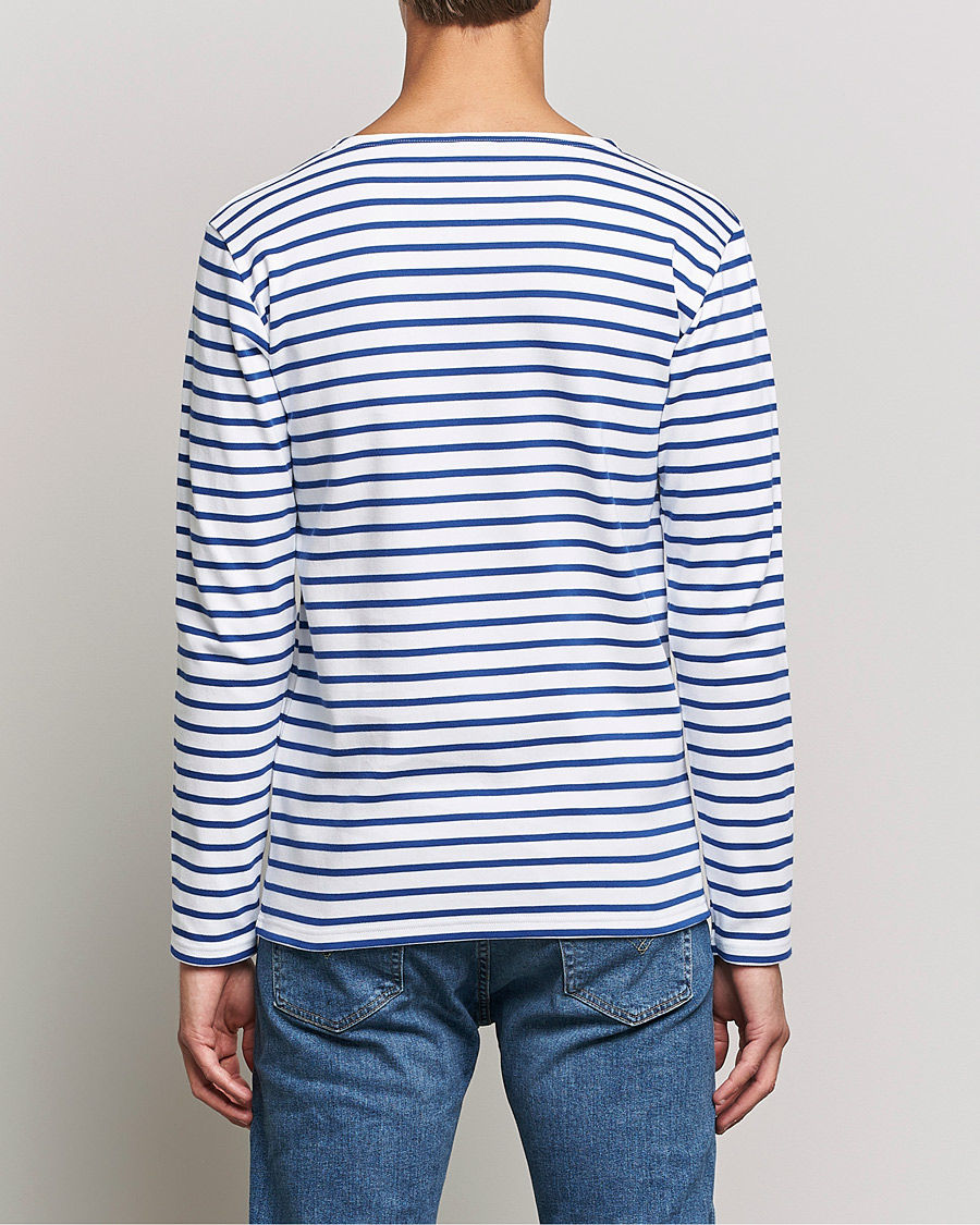 Hombres | Camisetas | Armor-lux | Houat Héritage Stripe Long Sleeve T-Shirt White/Blue