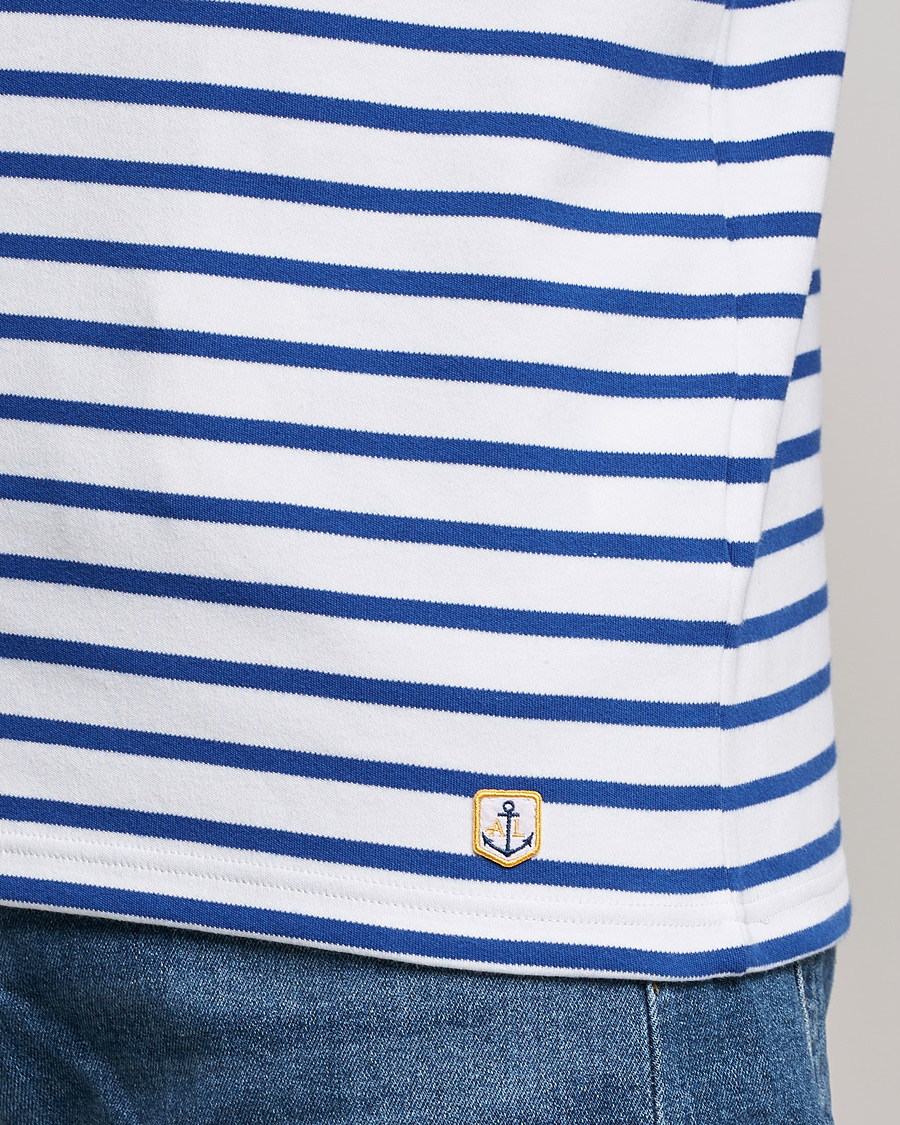 Hombres | Camisetas | Armor-lux | Houat Héritage Stripe Long Sleeve T-Shirt White/Blue