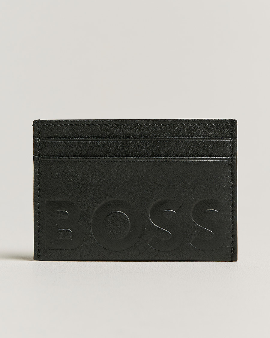Hombres | Signature Leather Card Holder Black | BOSS BLACK | Signature Leather Card Holder Black