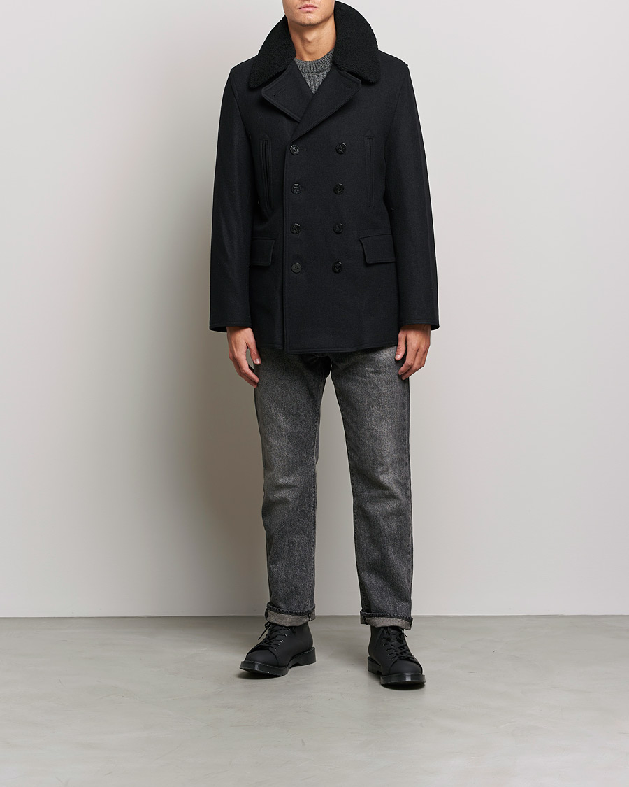 Hombres | Abrigos y chaquetas | Gloverall | Churchill Reefer Shearling Peacoat Black