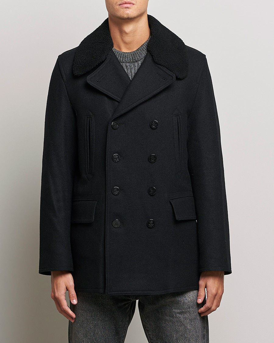 Hombres | Abrigos y chaquetas | Gloverall | Churchill Reefer Shearling Peacoat Black