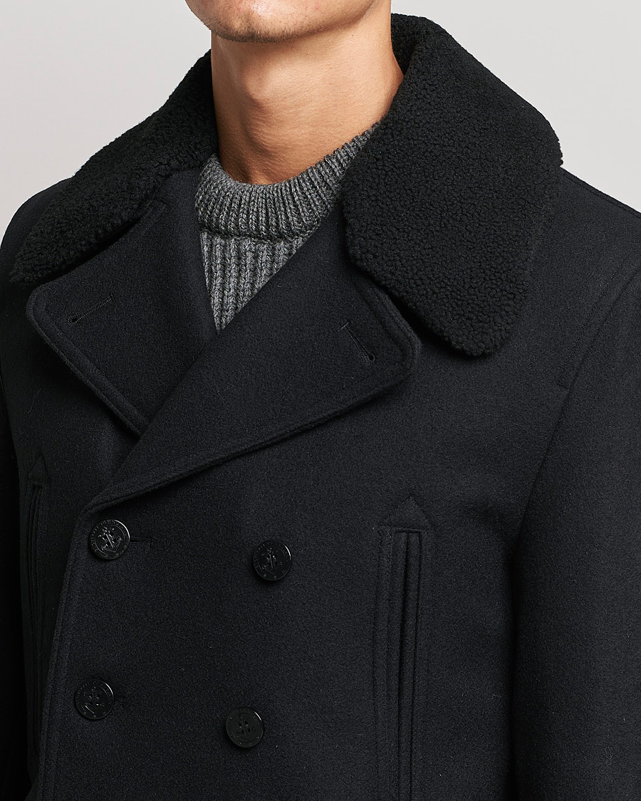 Hombres | Abrigos y chaquetas | Gloverall | Churchill Reefer Shearling Peacoat Black