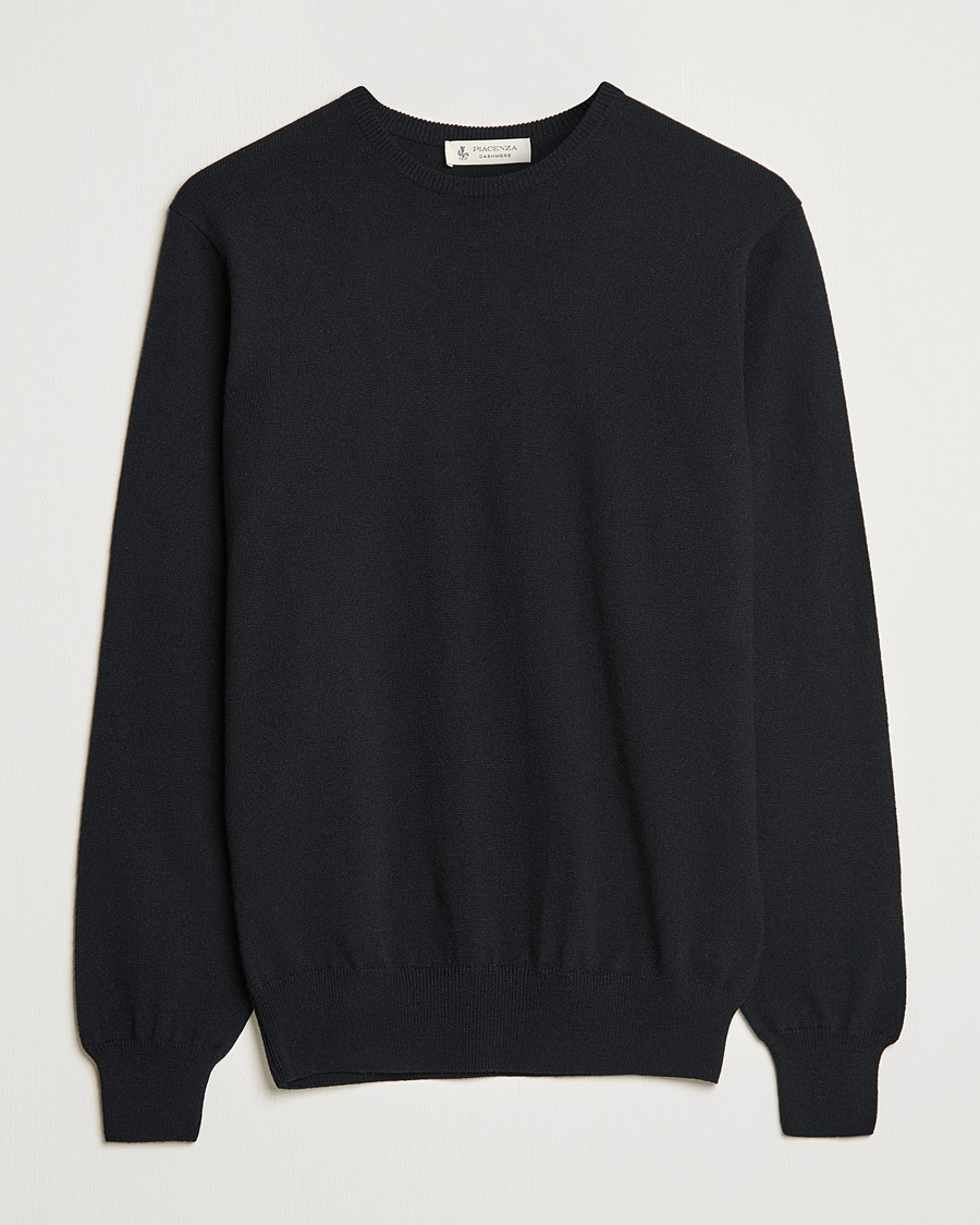 Hombres | Jerséis y prendas de punto | Piacenza Cashmere | Cashmere Crew Neck Sweater Black