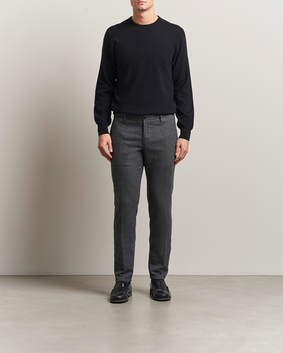 Hombres | Jerséis y prendas de punto | Piacenza Cashmere | Cashmere Crew Neck Sweater Black