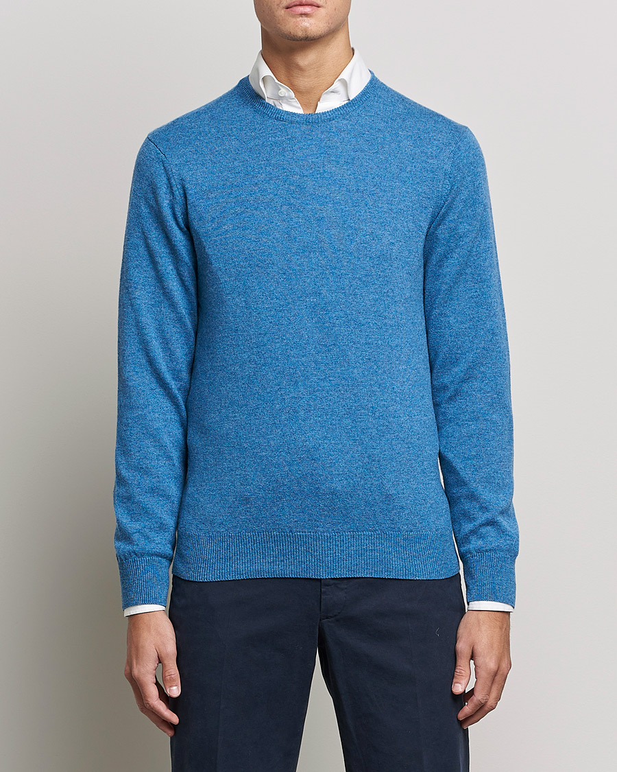 Hombres | Departamentos | Piacenza Cashmere | Cashmere Crew Neck Sweater Light Blue