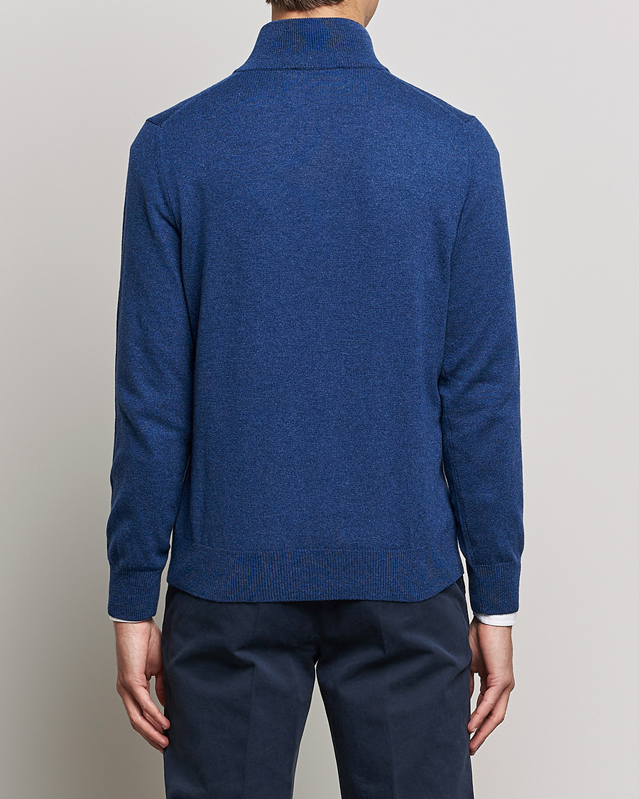 Hombres | Jerséis y prendas de punto | Piacenza Cashmere | Cashmere Half Zip Sweater Indigo Blue