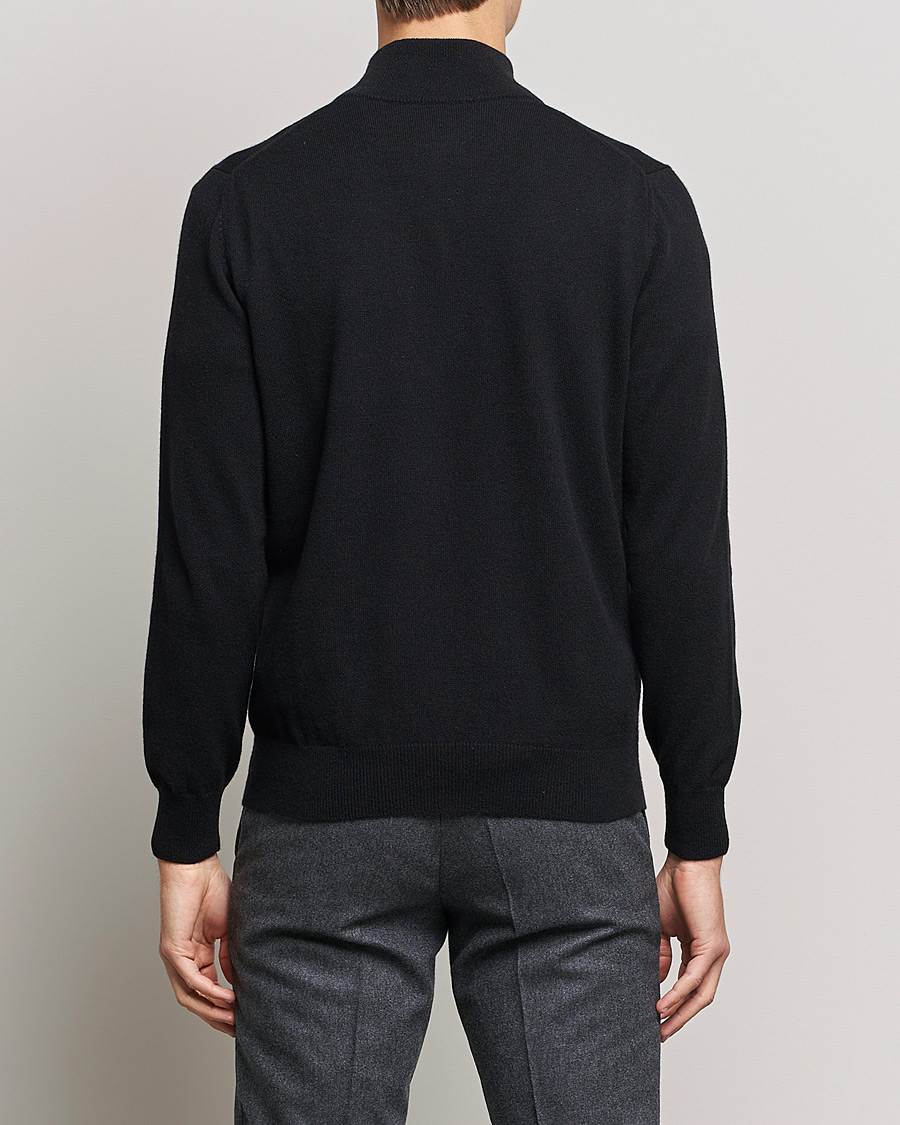 Hombres | Jerséis y prendas de punto | Piacenza Cashmere | Cashmere Half Zip Sweater Black