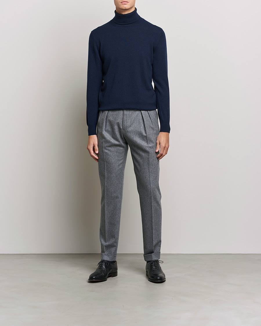 Hombres | Jerséis y prendas de punto | Piacenza Cashmere | Cashmere Rollneck Sweater Navy