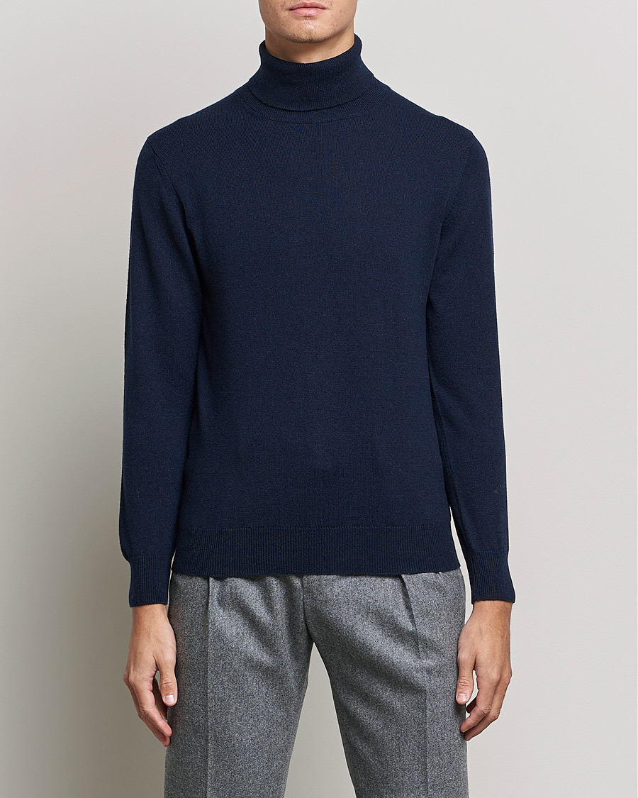 Hombres | Piacenza Cashmere | Piacenza Cashmere | Cashmere Rollneck Sweater Navy