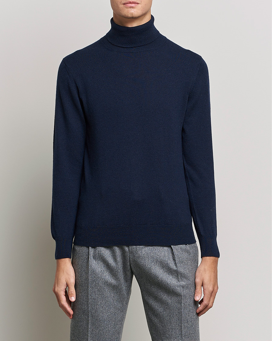 Hombres | Jerséis y prendas de punto | Piacenza Cashmere | Cashmere Rollneck Sweater Navy