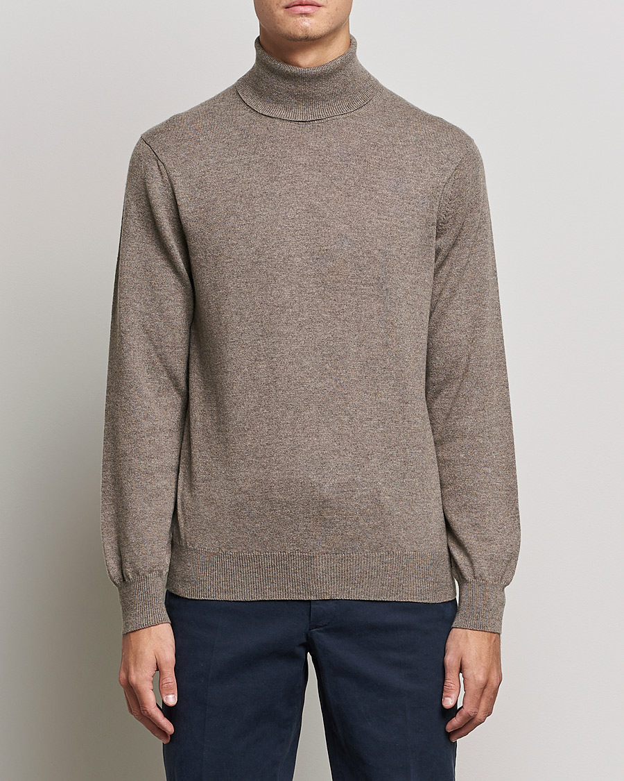 Hombres | Italian Department | Piacenza Cashmere | Cashmere Rollneck Sweater Brown