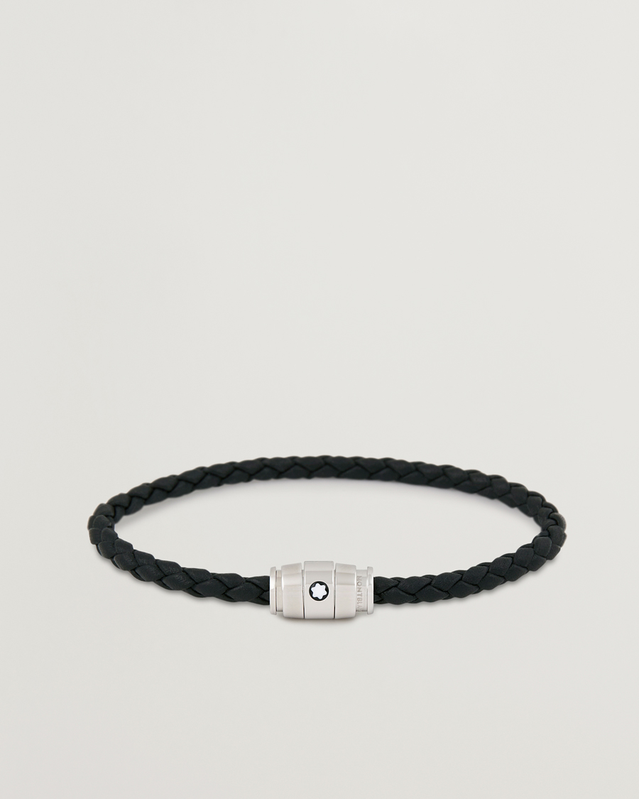 Hombres | Joyas | Montblanc | Bracelet Steel 3 Rings Leather Black