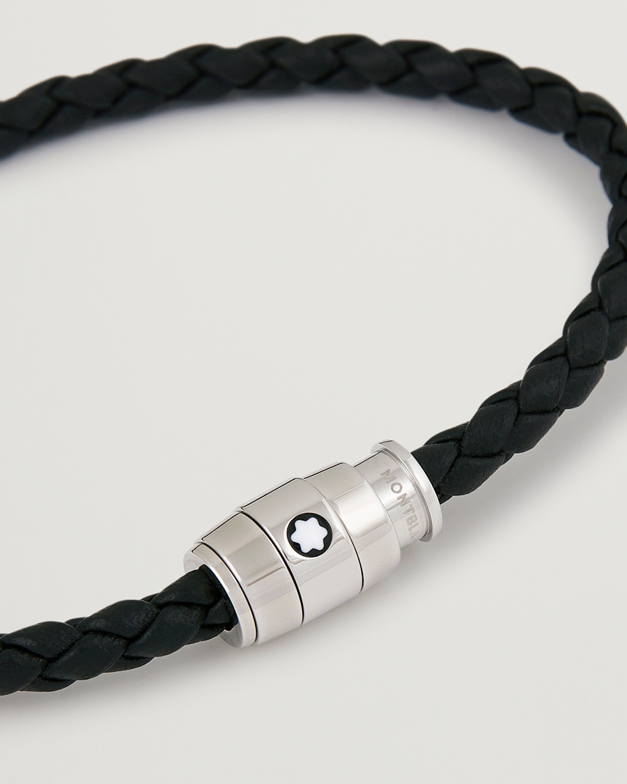 Hombres | Joyas | Montblanc | Bracelet Steel 3 Rings Leather Black
